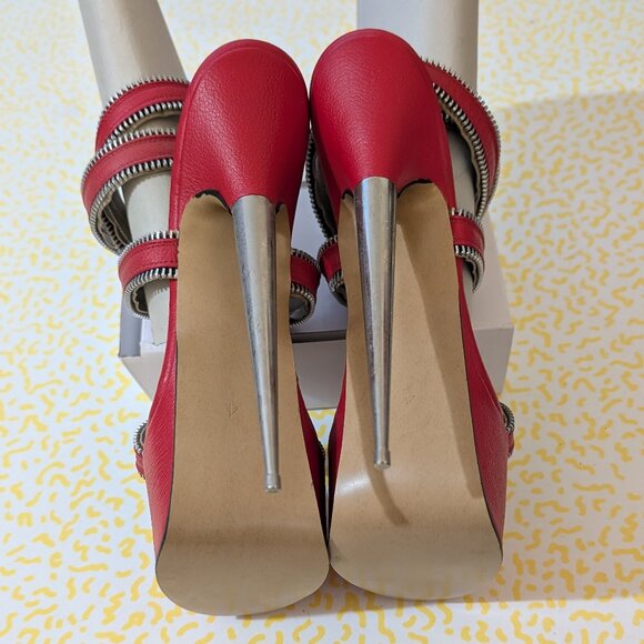 Vintage LSB Custom Red Leather Stiletto Platforms Size 6 - Picture 6 of 9